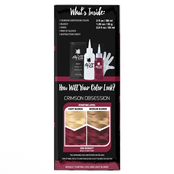 Splat 3 pack Crimson Red Hair Dye Color Kit Bundle semi permanent with Bleach - Picture 2 of 9